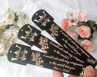 Marcapáginas de madera personalizado para invitados, regalo de boda, marcapáginas grabado para invitados, marcapáginas de madera personalizados al por mayor.