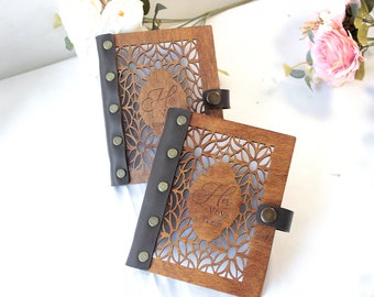 Wedding Vow Books Set of 2. Personalized Vow Books. Custom Wooden Wedding Vow Book