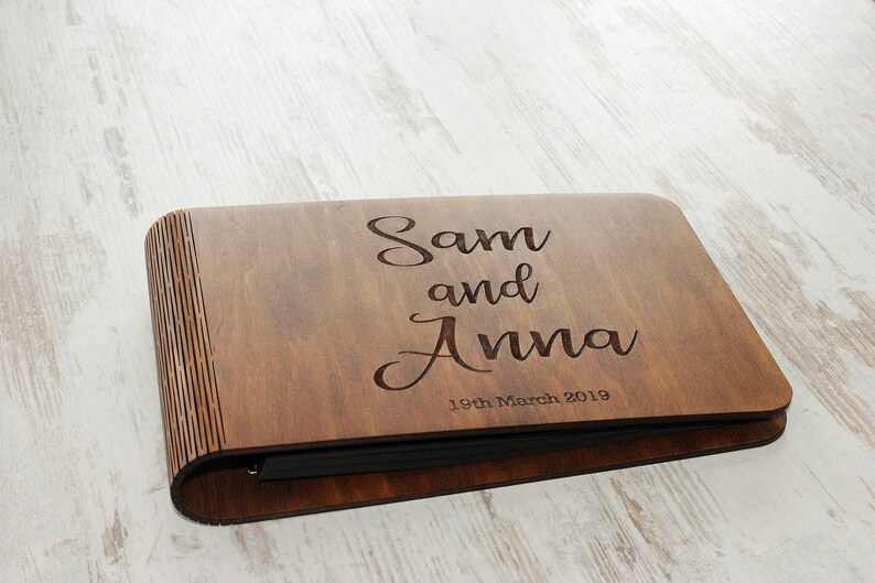 Wedding Photo Albums, Personalized Photo Guest Book, Custom Family Photo GuestBook Rustic Wooden Wedding Guest Book Gift for Couple image 5