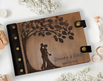 Wedding Gift Personalized Wooden Guest Book Rustic Keepsake for Bride & Groom Custom Photo Guest Book Anniversary Gift Bridal Shower Present