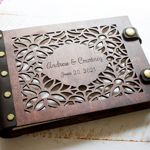 Custom Photo The Story Of Us - Couple Personalized Custom Wooden Scrapbook - Gift For Husband Wife, Anniversary