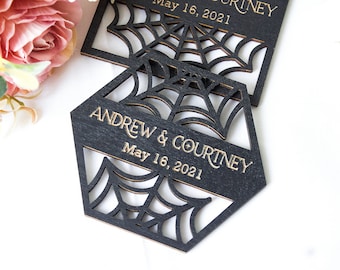 Gothic Wedding Favors Coaster, Halloween Coaster Favors for Guests in Bulk, Gothic Wedding Decor, Guests Gift