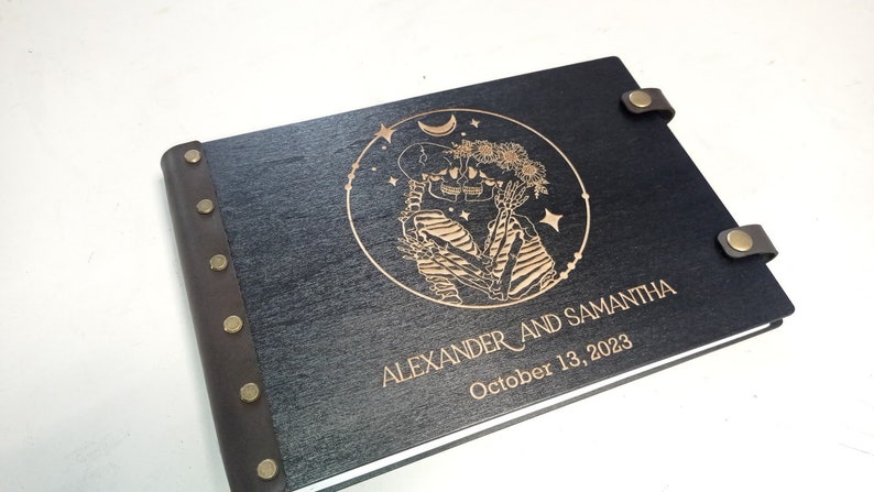 Goth wedding photo album and guest book