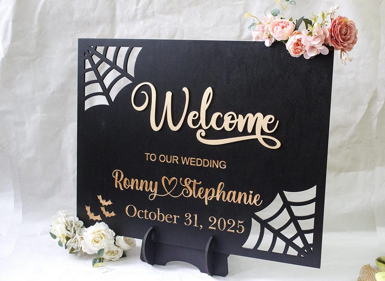 Gothic Wedding Welcome Sign, Spooky Personalized 3D Welcome Sign ...