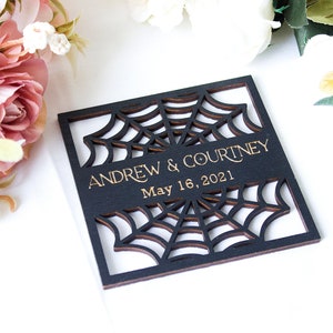 Gothic Wedding Favors Coaster, Halloween Coaster Favors for Guests in Bulk, Gothic Wedding Decor, Guests Gift image 8