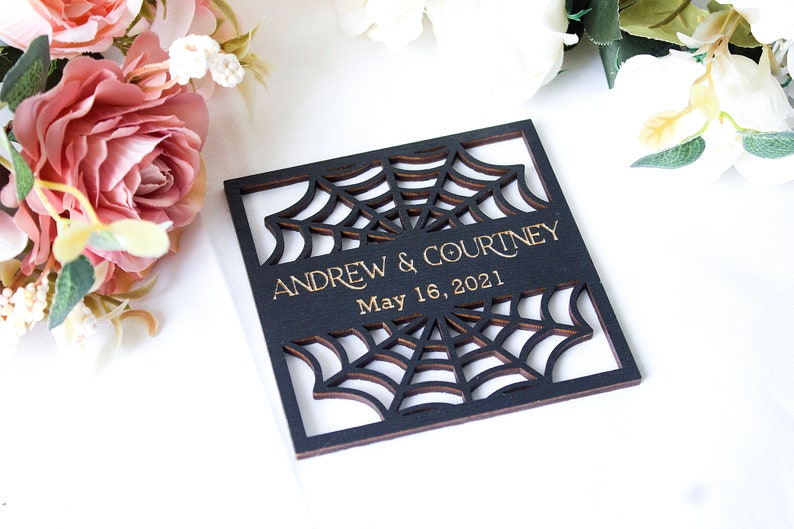 Gothic Wedding Favors Coaster, Halloween Coaster Favors for Guests in Bulk, Gothic Wedding Decor, Guests Gift image 8