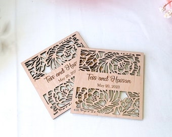 Personalized Favors Coaster, Wedding Coaster Favors for Guests in Bulk, Rustic Wedding Favors, Wedding Gift Coasters