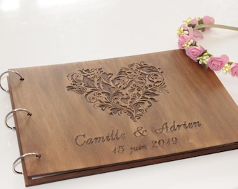 Personalized Wooden Wedding Guest Book: Custom Anniversary Keepsake