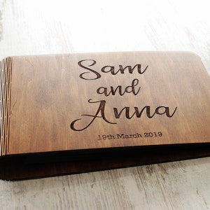 Wedding Photo Albums, Personalized Photo Guest Book, Custom Family Photo GuestBook Rustic Wooden Wedding Guest Book Gift for Couple image 8