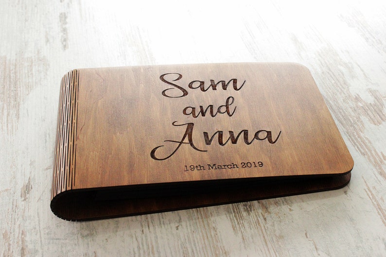 Wedding Photo Albums, Personalized Photo Guest Book, Custom Family Photo GuestBook Rustic Wooden Wedding Guest Book Gift for Couple image 8