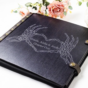Custom Engraved Photo Album, Personalized Scrapbook, Birthday Gift, Wooden Wedding Photo Album, Anniversary Couple Gift