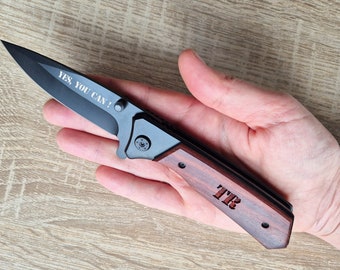 Coltello chiudibile personalizzato. Regalo per lui. Coltelli personalizzati, coltello per testimoni dello sposo, coltello tascabile per testimoni dello sposo, regalo per la festa del papà di Algis Crafts