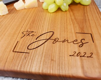 Personalized engraved chopping block FAMILY MONOGRAM gift for wedding, Birthday, anniversary, housewarming.