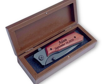 Customized Folding Knife with Box Birthday Gifts for Him. Custom Knives, Groomsmen Pocket Knife, Fathers Day, 5th Anniversary Gift for Him