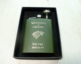 PERSONALIZED FLASK 7 oz Wedding is Coming Gift for Him Gift for Dad Husband Groom Groomsmen