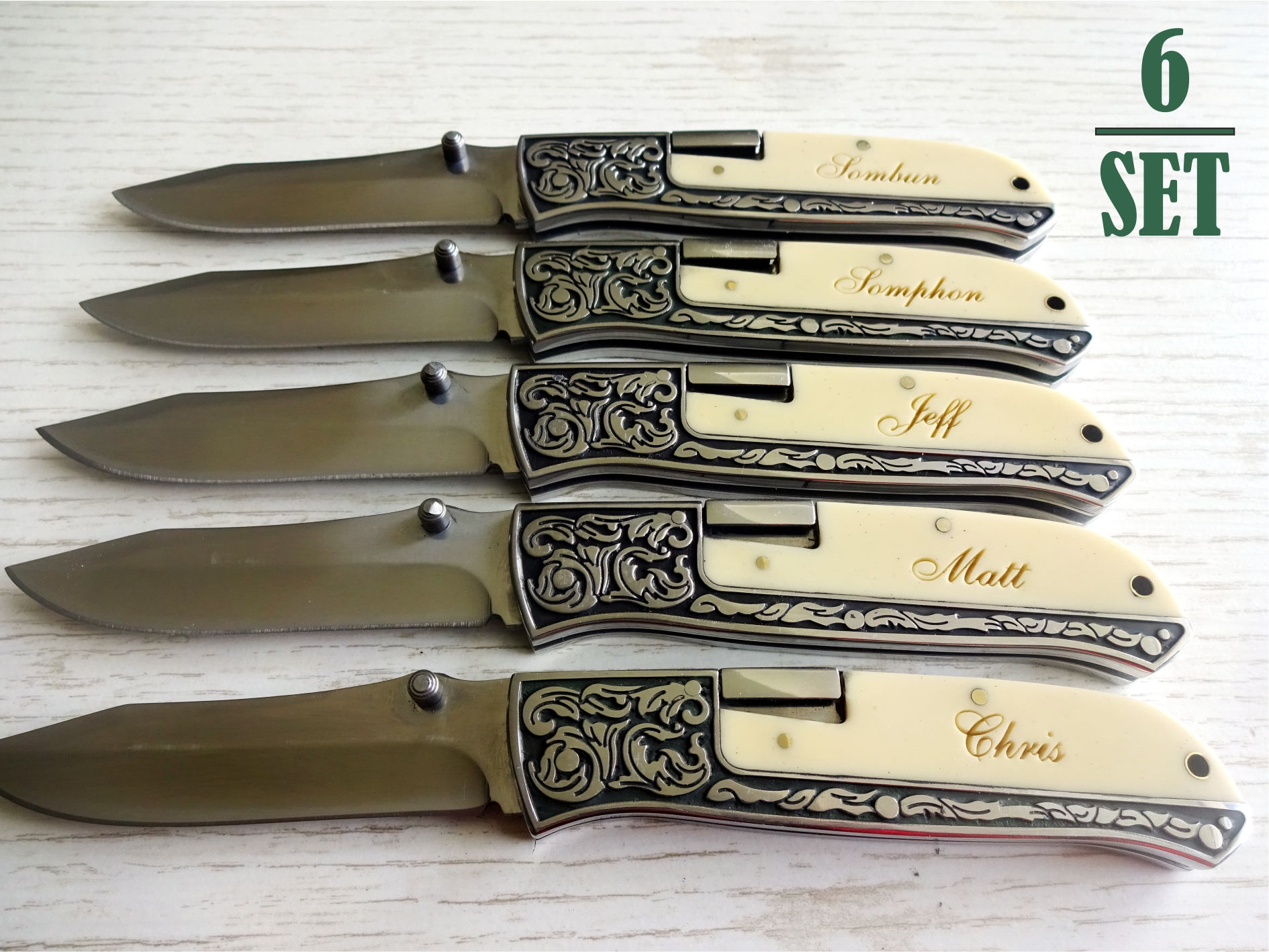6 SET Personalized Pocket Knives. Gift for Him. Gift for Dad Etsy