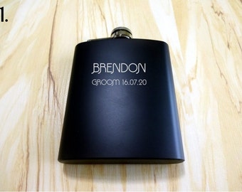 Black matt Flask 7 oz. Gift for Him. Gift for Dad, Husband, Brother, Boyfriend, Groom, Groomsmen.