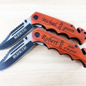 2 SET Black - Tac Personalized Survival Pocket Knives. Groomsman Gift, Pocket Knife, Groomsman Knife, Groomsmen Knives, Wedding Knife