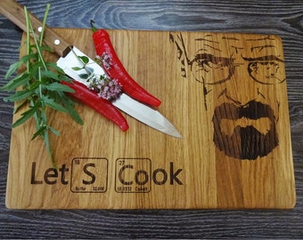 LET'S COOK cutting board. Handmade Laser Engraved cutting board. Gift for Christmas Birthday Choping block Cutting boards by AlgisCrafts