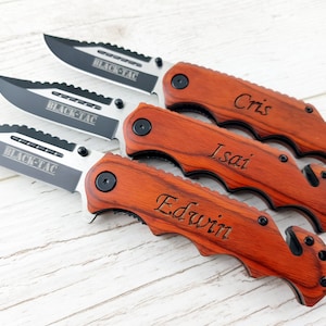 3 SET Black - Tac Personalized Survival Pocket Knives. Groomsman Gift, Pocket Knife, Groomsman Knife, Groomsmen Knives, Wedding Knife