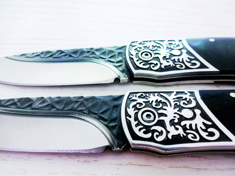 Black knife. Personalized Pocket Knives. Gift for Him. Gift for Dad, Husband, Brother, Boyfriend, Groom, Best man, Friend. Folding knife image 4