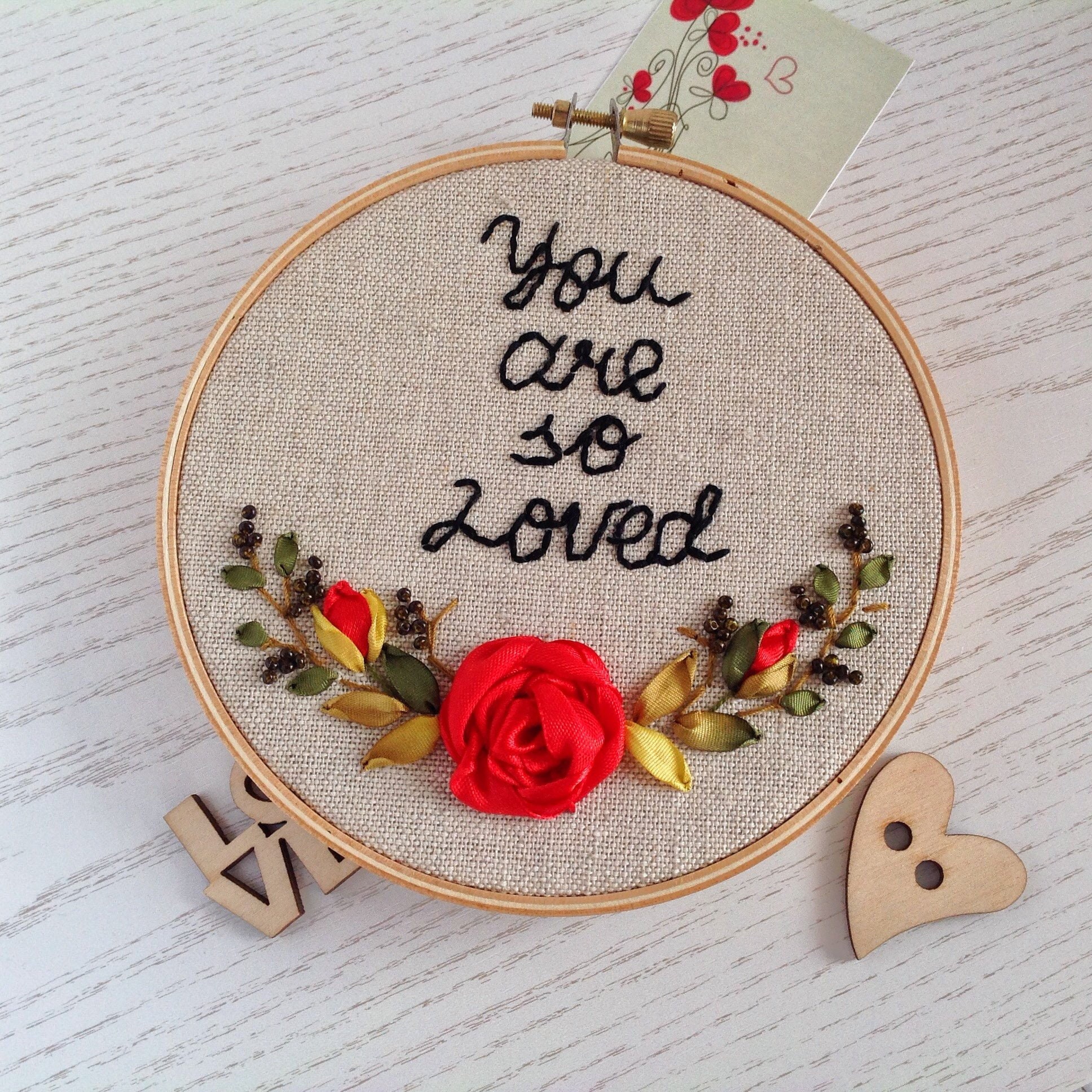 You are so loved embroidery hoop art Silk ribbons embroidered Etsy