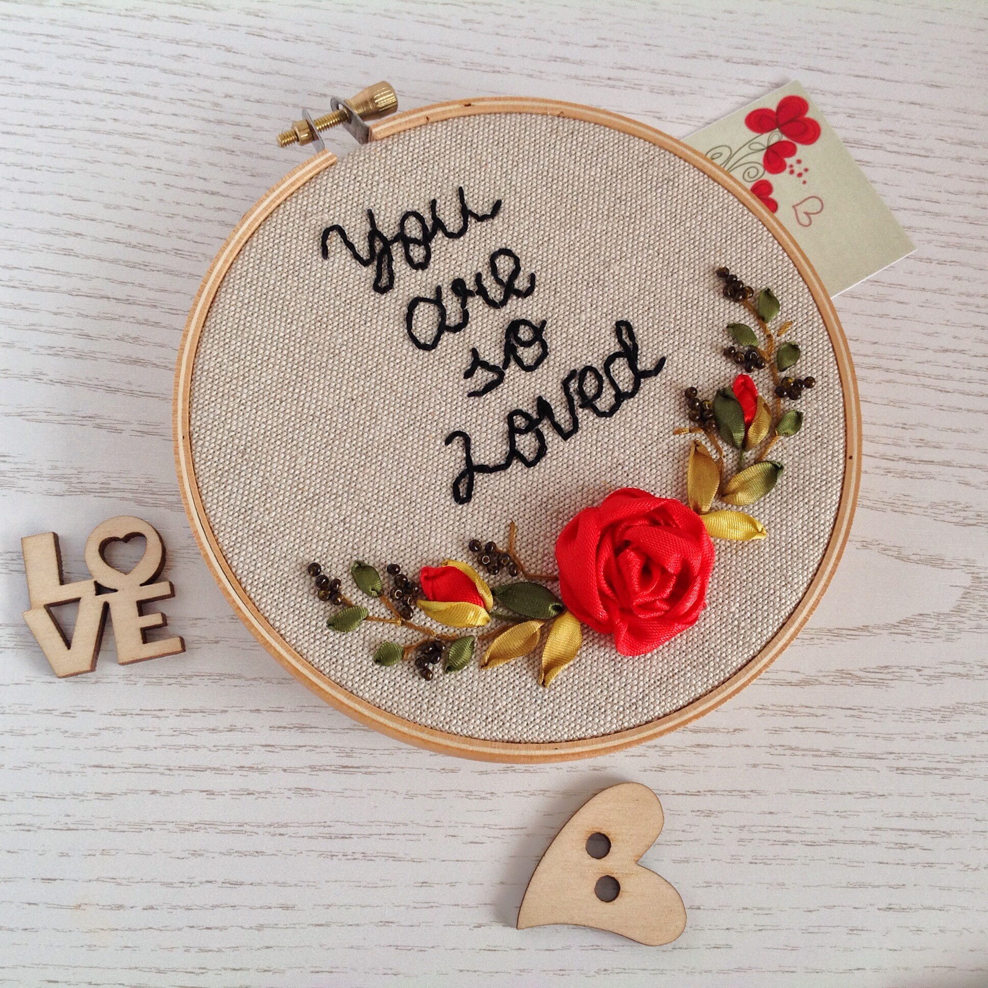 You are so loved embroidery hoop art Silk ribbons embroidered Etsy