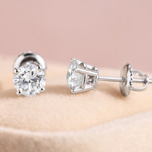 1.2 Carat Real Natural Mined Diamond Stud Wedding Earrings D VS2 Basket Setting