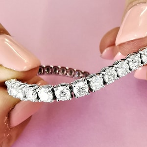 Pulsera de tenis con diamantes reales en oro de 10 quilates y diamantes naturales de talla redonda