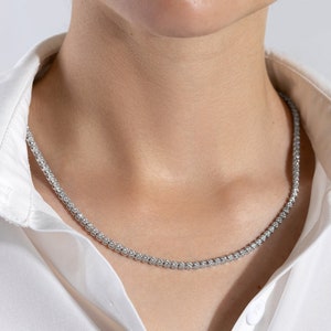 7.00 ct Real Diamond Tennis Necklace, Eternity Tennis Necklace, Certified D VS2-SI1 Tennis Necklace For Her Him Round Cut Natural Diamond