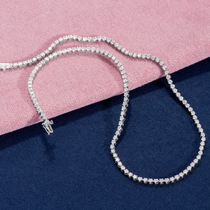 Real Diamond Eternity Tennis Necklace 6.00 ct 14k White Gold D VVS2 For her for him Certified Appraised Round cut Natural