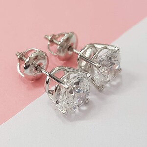 Perfect Round Cut Diamond Stud Earrings, 1.0 Carat Lab Created Diamond Earrings, 14k Gold Solitaire Stud Earrings, Certified F/VS1, Women