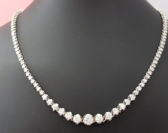 Lab Diamond Necklace 6.6 Ct | 2–4.5 mm Graduated Stones | D/VVS2 Certified | Wedding Jewelry for Bride