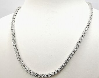 Collar de tenis de eternidad con diamantes reales de 8,25 ct, oro blanco de 14 k, D VVS2, 17 PULGADAS, para ella, para él, certificado, tasado, corte redondo, natural
