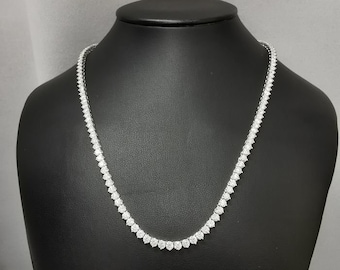 16.30 Carat Round Lab Diamond Tennis Necklace | 3mm Stones | Solid Gold | Stunning Bridal Jewelry Gift for Her