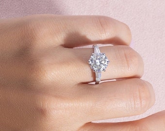 Impresionante anillo de compromiso de 2 quilates, anillo de diamantes de laboratorio brillantes para mujer, anillo solitario, CERTIFICADO IGI