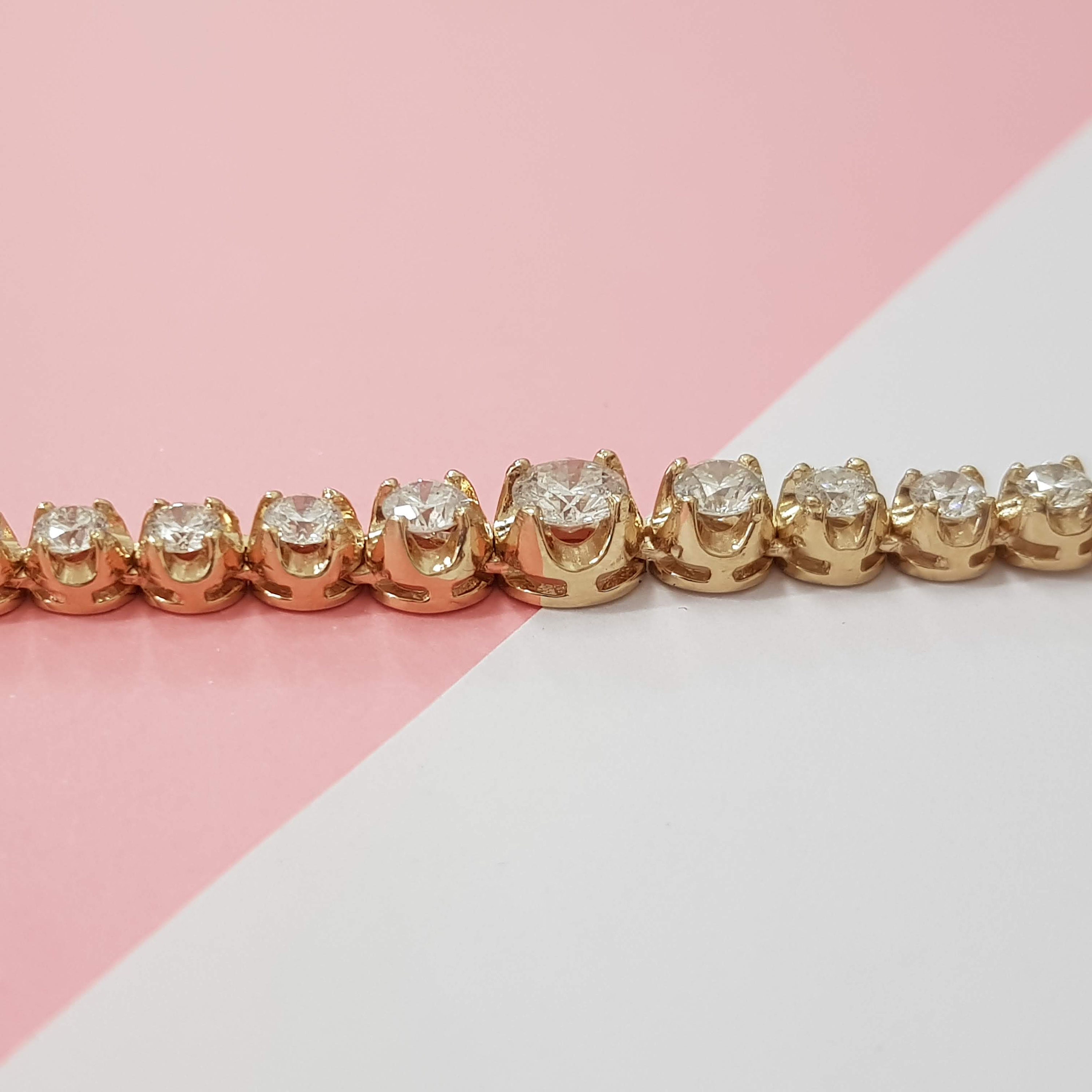 Solid 14K Rose Gold Men's Diamond Bracelet 7.25ct