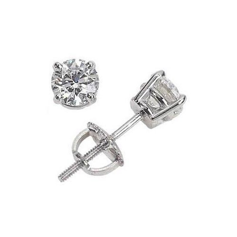 Real Diamond Stud Earrings 2.10ct 14k White Gold D VS1 Natural Etsy