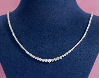 Collar de tenis fino con diamantes auténticos de 9 quilates, talla D VVS2