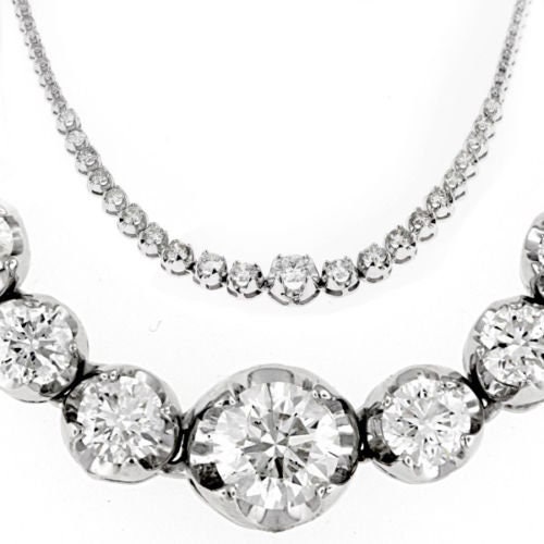 Real Diamond Necklace 14k White Gold Certified Diamond Stone Etsy