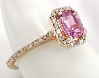 Rose geslepen diamanten roze saffier ring roségouden halo verjaardag verjaardagsring cadeau voor mijn vrouw