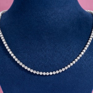 Real Diamond Eternity Tennis Necklace 8.25ct 14k White Gold D VVS2 17 INCH For her for him Certified Appraised Round cut Natural
