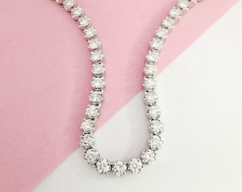 5 CT 14K White Gold D VVS2 Unisex Diamond Tennis Necklace Round Cut Certified Anniversary Beautiful Gift