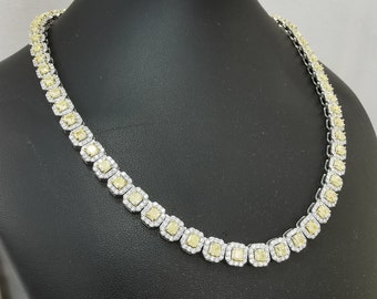 Expensive High End Top Quality Class Premium Genuine Natural Yellow and White Diamonds Necklace Celebrity Fancy Bridal Wife to Be Necklace