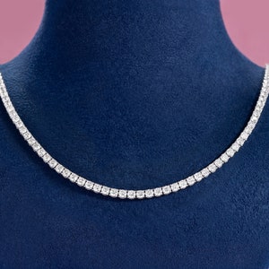 5 CT 14K White Gold Unisex Diamond Tennis Necklace Round Cut Certified Anniversary Beautiful Gift