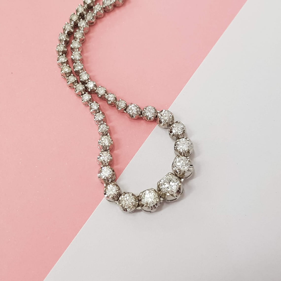 Real Diamond Necklace 14k White Gold Certified Diamond Stone Etsy