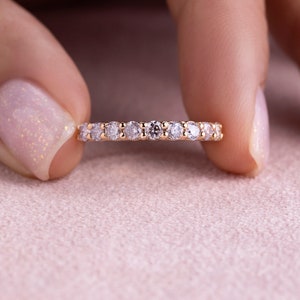 Halve eeuwigheid ring natuurlijke roze diamanten ring 0,70 diamant trouwring afbeelding 3