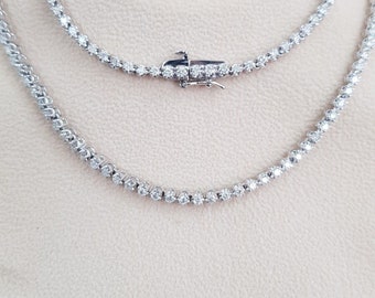 Real Diamond Eternity Tennis Necklace 5.25ct 14k White Gold D SI1 Natural 17 INCH For her for him Certified Appraised Round cut