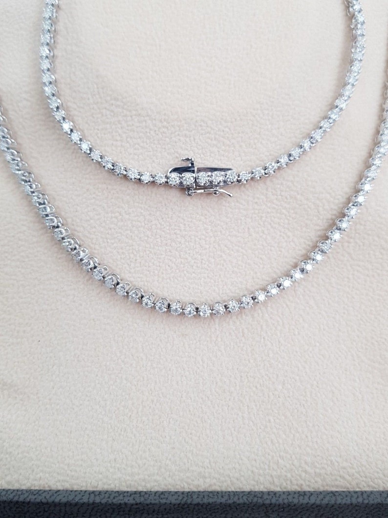 Selma White Rhodium Bezel Square Eternity Tennis Necklace