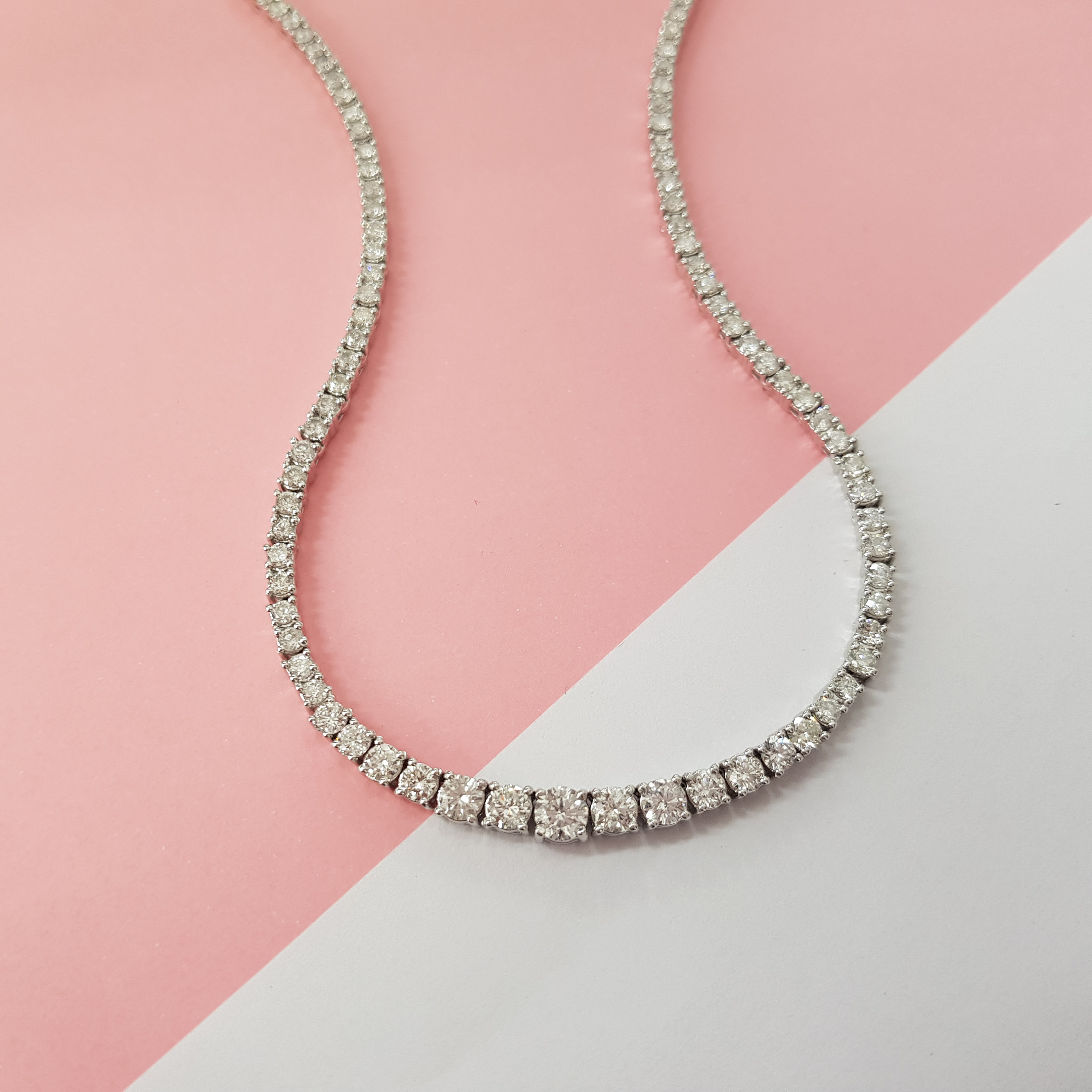 10 Ct Diamond Tennis Necklace 14k Gold, 16 inch Diamond Tennis Custom Necklace
